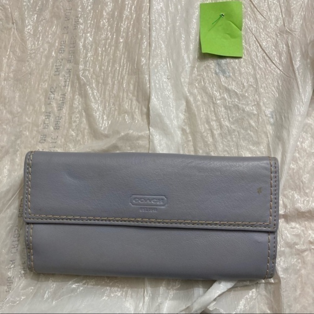 Coach vintage y2k light purple lavender periwinkle leather turnlock wallet - Picture 9 of 12